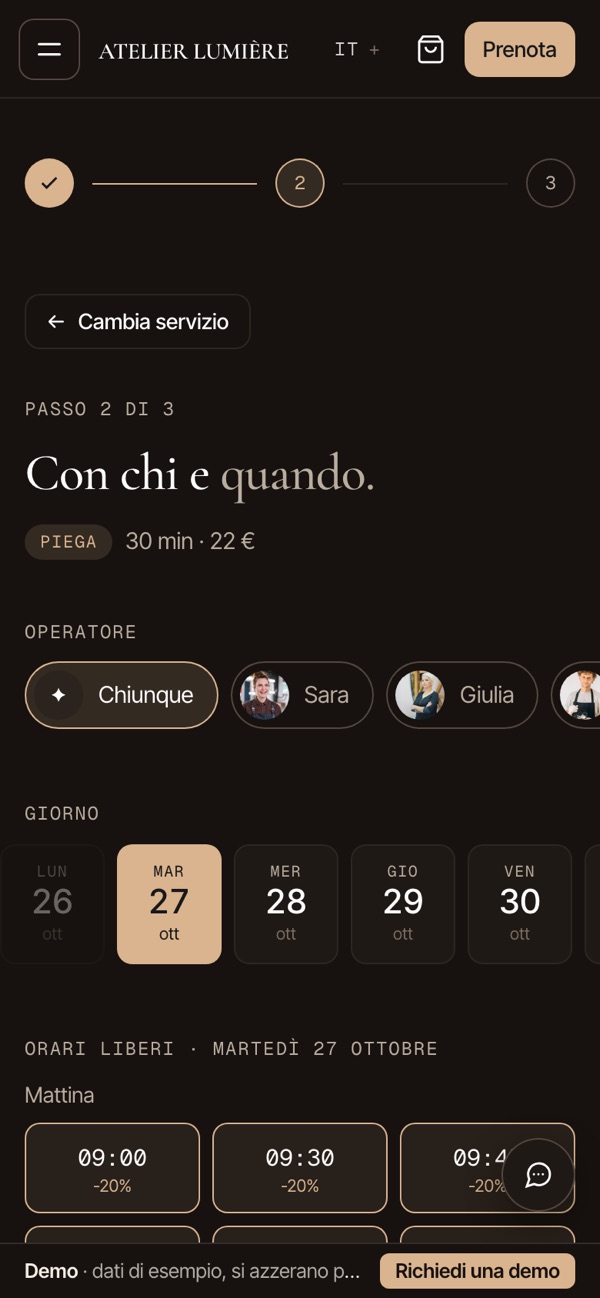 Operatrice e orario, con lo sconto nelle ore vuote